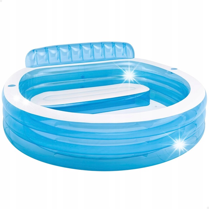 Gyermekmedence 229x218x76cm, kék, családi, napozóággyal, 590L