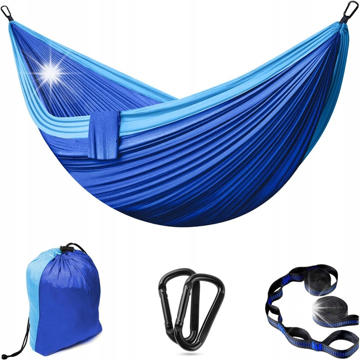 Хамак 300x200см 2 човека, ултралек, капацитет 300кг, материал парашутен найлон, комплект за окачване включен