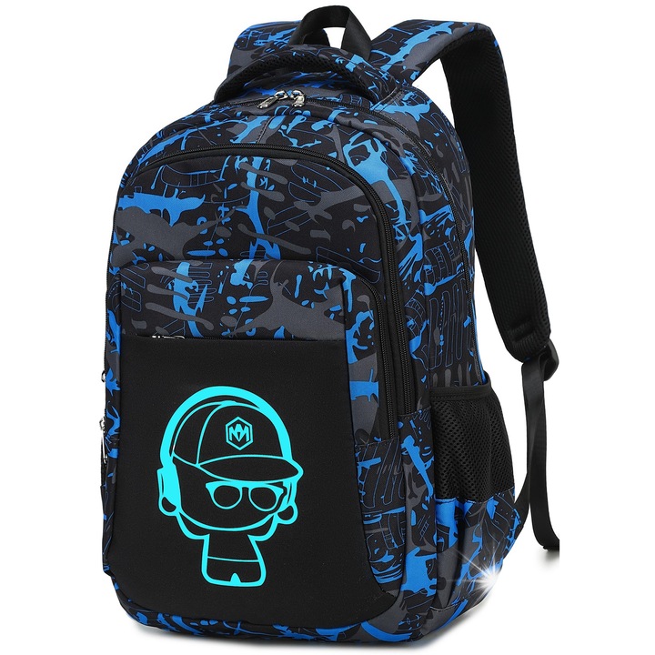 Iskolatáska lányoknak, sokszínű, 40x12,4cm, vízálló, sok rekesszel