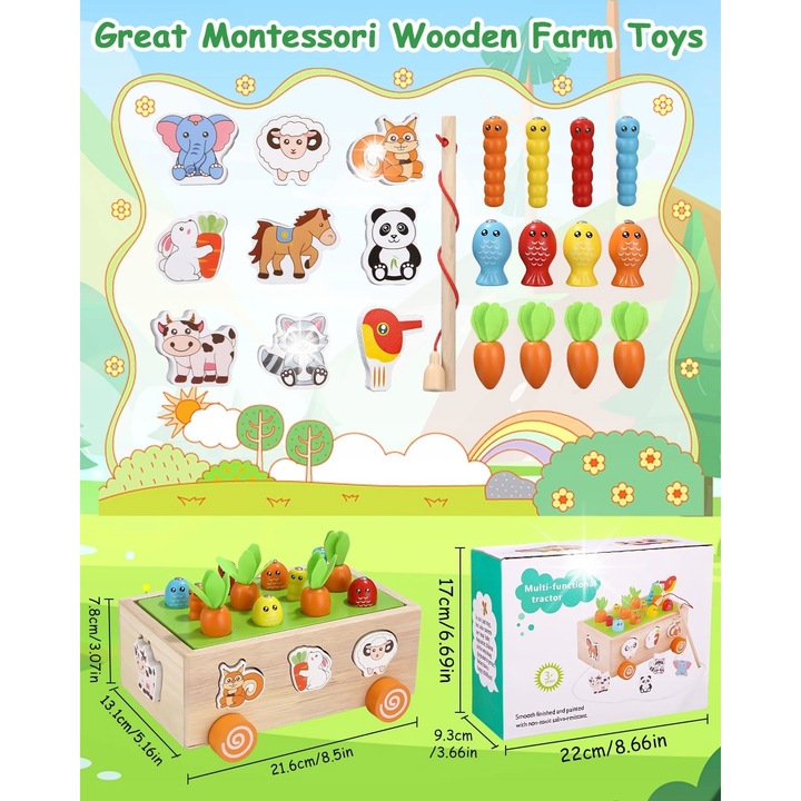 Joc educativ Montessori, set, pentru pescuit, multicolor