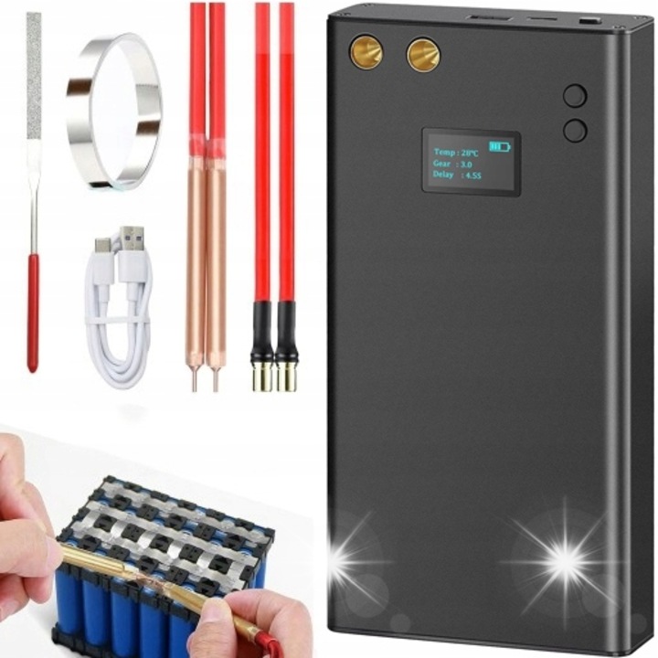 Мини точков апарат за заваряване Bedee, 70 настройки, батерия 7500 mAh, 40 см, черен