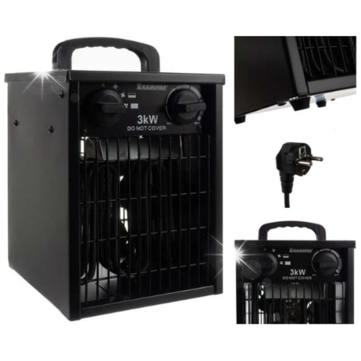 Bemi 3000W légfűtő termosztáttal, 3 működési móddal, 32x21,5x19,5cm, komplett készlet