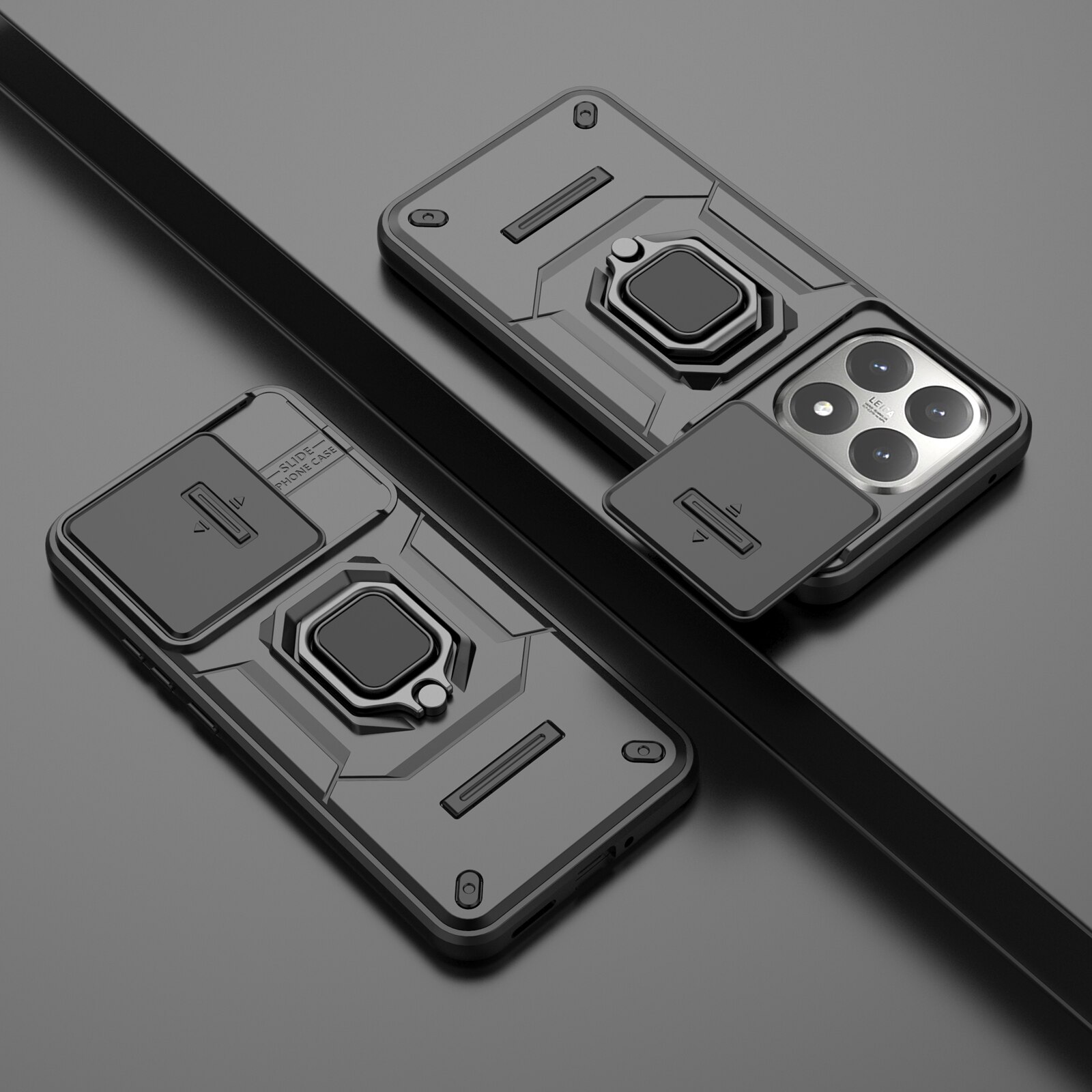 Husa de telefon mobil cu suport rotativ 360°, pentru Xiaomi 15T, TPU, Negru