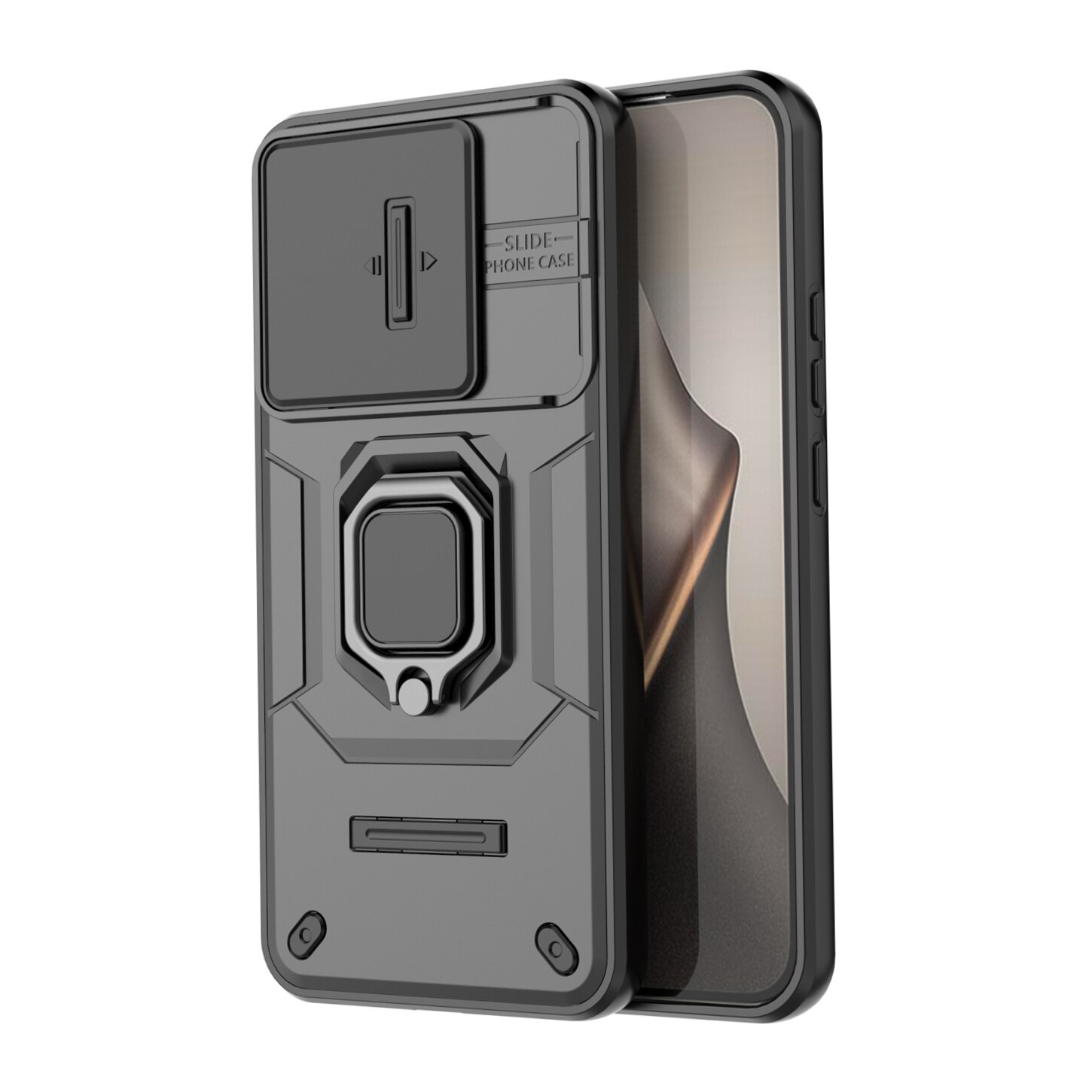 Husa de telefon mobil cu suport rotativ 360°, pentru Xiaomi 15T, TPU, Negru