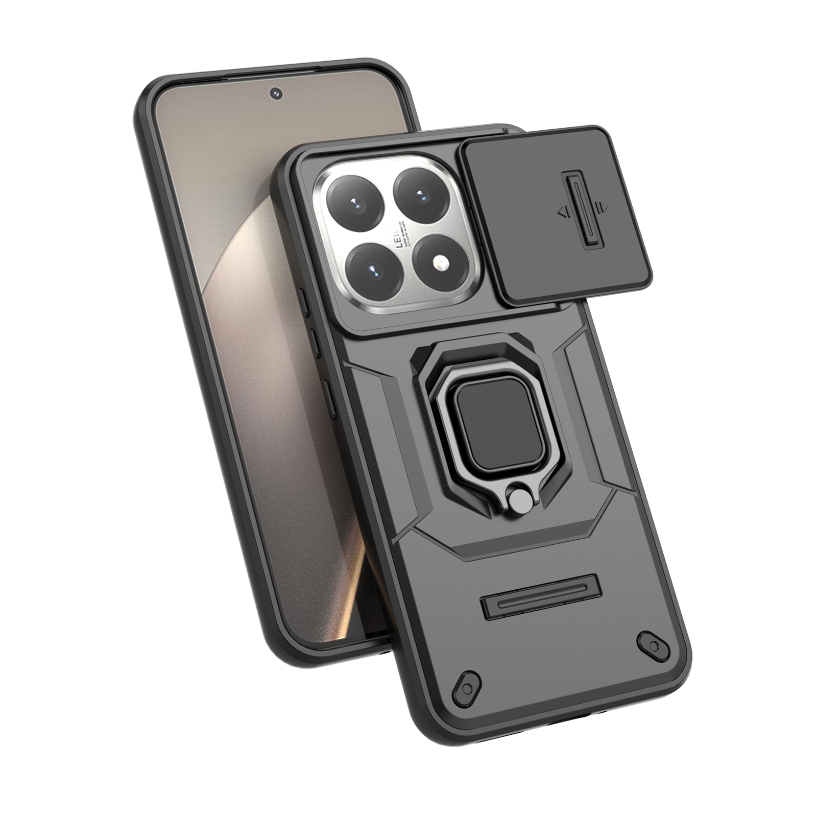Husa de telefon mobil cu suport rotativ 360°, pentru Xiaomi 15T, TPU, Negru