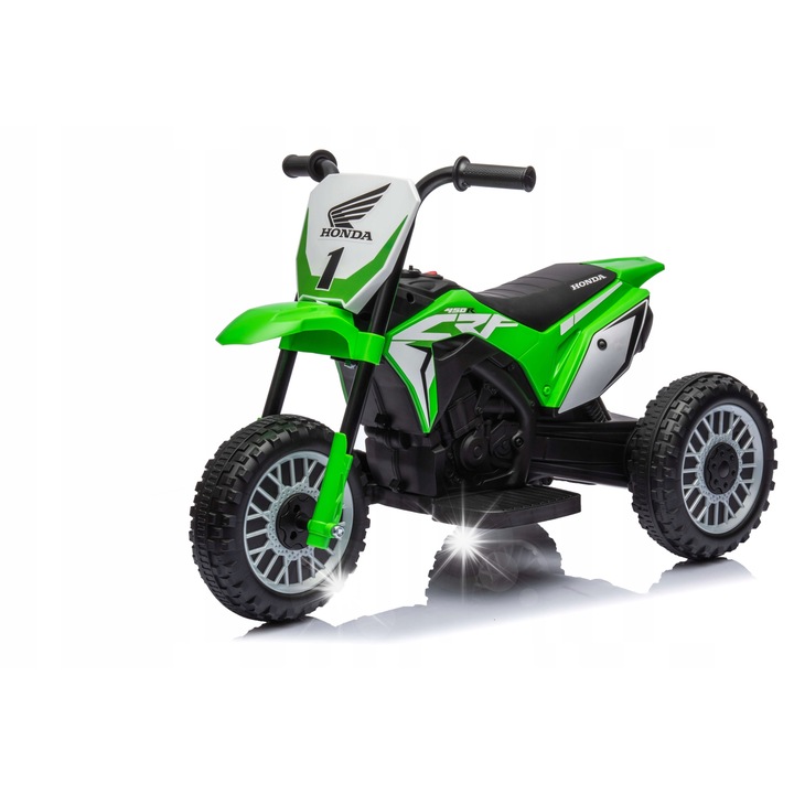 Motorkerékpár Cross Bemi Toys CRF 450R, 30W, 6V, zöld, 70x41x50cm, szett