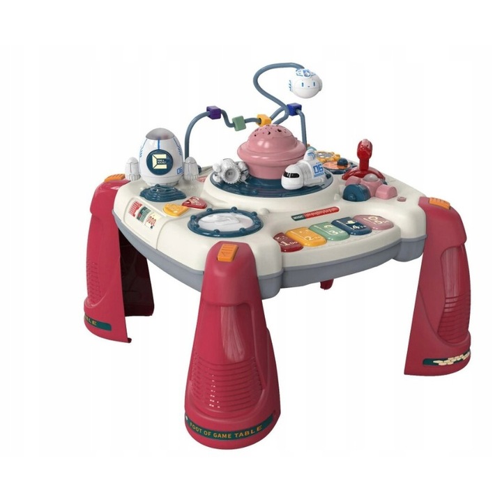 Masa interactiva educationala 2 in 1 Bemi Toys, proiectoare, pian, roz