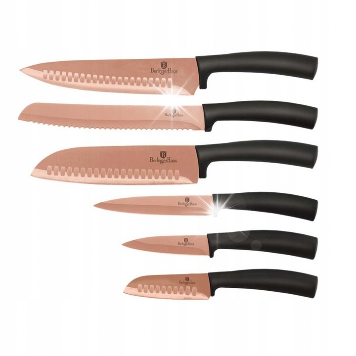 Set de cutite Berlinger Haus Rose Gold, 6 piese, inox, ergonomic, roz aurie