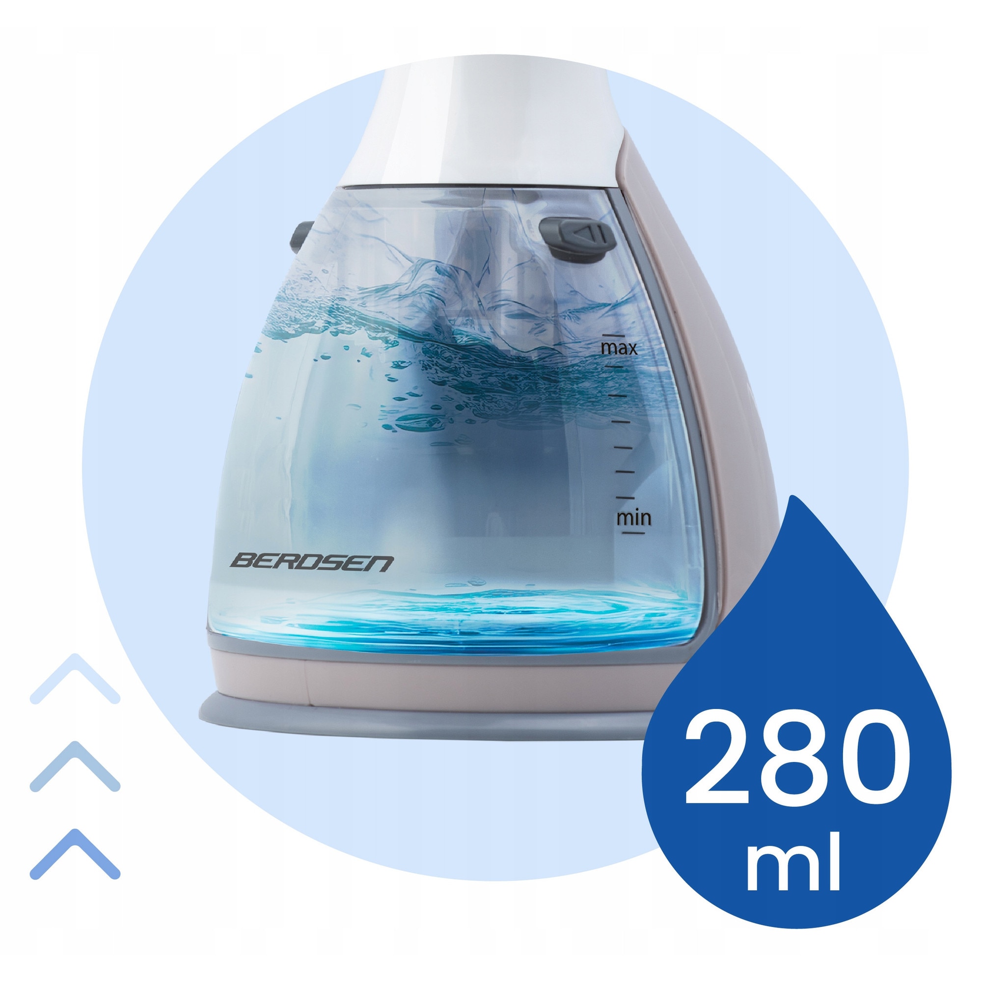 Aparat de calcat vertical Berdsen 1500W, 32g/min, 280ml, cu perie, pentru imbracaminte