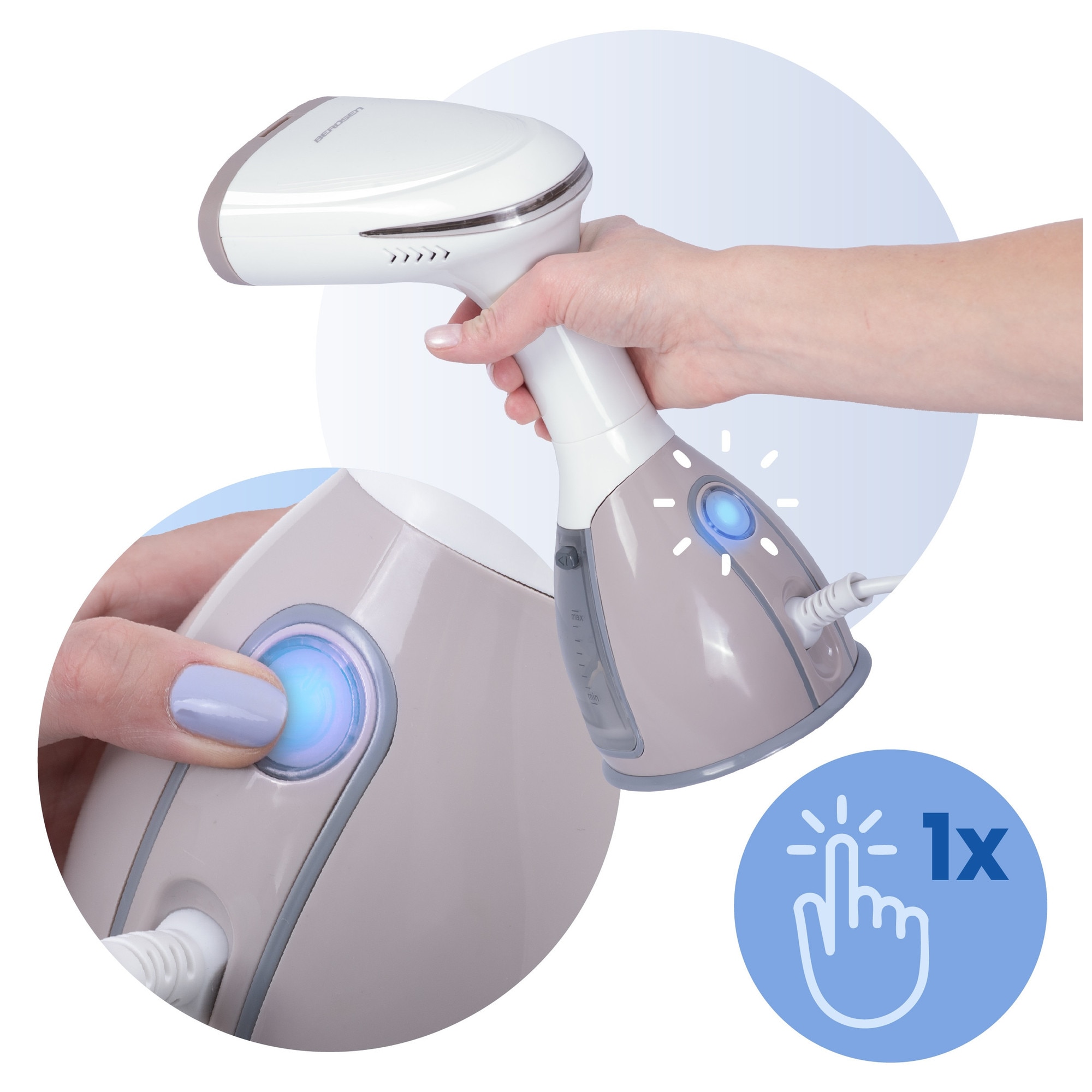 Aparat de calcat vertical Berdsen 1500W, 32g/min, 280ml, cu perie, pentru imbracaminte