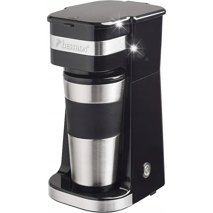 Expres de cafea cu 2 cani, Bestron, 750W, cu filtru reutilizabil, cupe de 420ml, cupru, 30x26x15cm