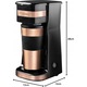 Expres de cafea cu 2 cani, Bestron, 750W, cu filtru reutilizabil, cupe de 420ml, cupru, 30x26x15cm