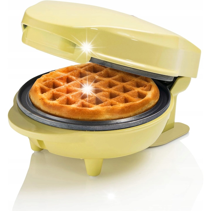 Мини гофретник Bestron, 550W, незалепващо покритие, жълт, 10см