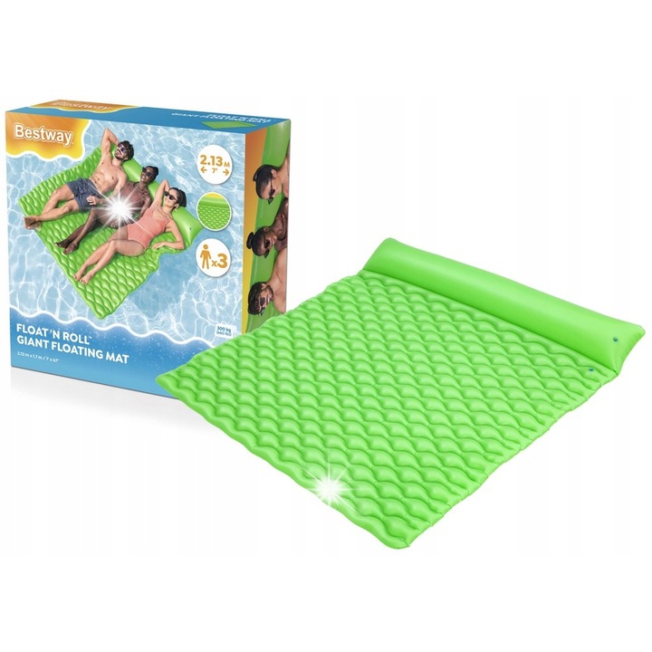 Saltea de camping gonflabila Bestway, trei persoane, 213x170x21cm, PVC, cu perna integrata