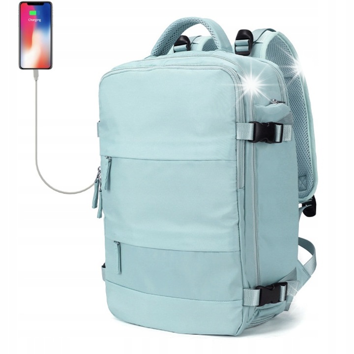 Plecak laptop 15,6" Macwave AL697, eukaliptus, 42x29x17cm, cu USB, compartiment pentru incaltaminte