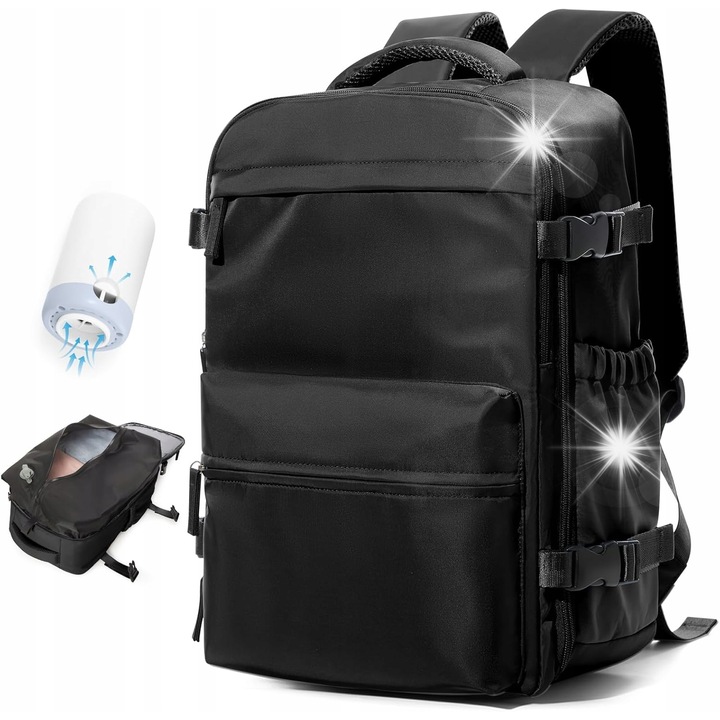 Rucsac compresiv pentru laptop 15,6", 40x15x30 cm, unisex, impermeabil, cu pompa inclusa