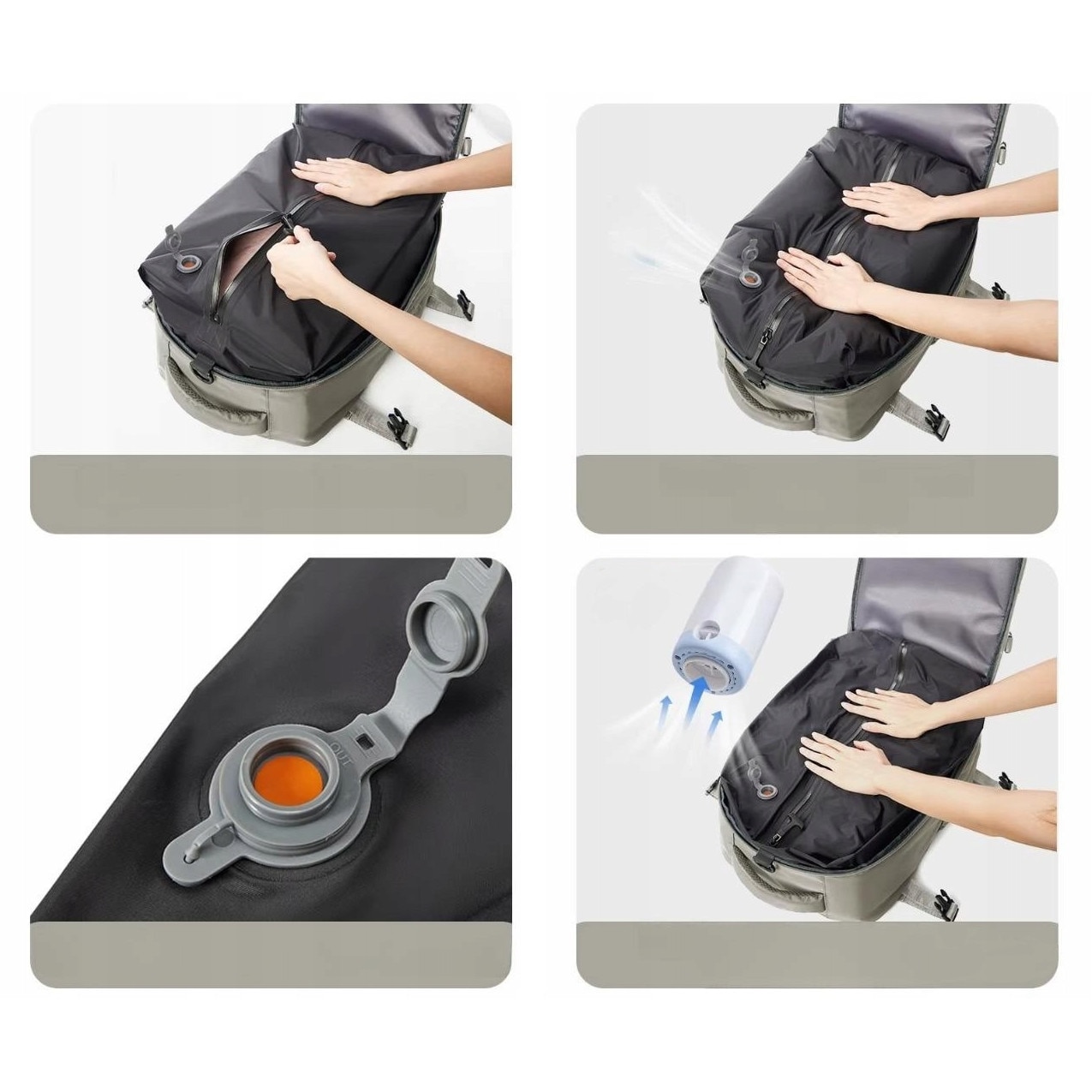 Rucsac compresiv pentru laptop 15,6", 40x20x25 cm, unisex, cu pompa, ideal pentru calatorii