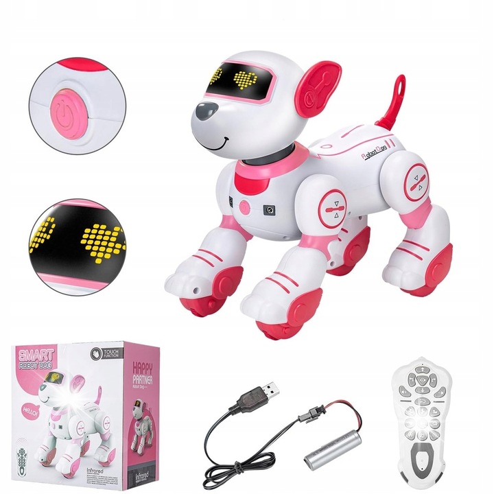 Интерактивен робот ACR, розов, 24,5x14,5x24 см, с дистанционно управление, реакция на докосване, танци и пеене, пълен комплект