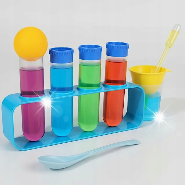 Set de experimente 270, ACR, laborator chimic pentru copii, masa cu organizator, materiale sigure, multicolor