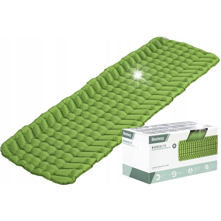 Saltea camping Bestway WanderLite Regular, 188cm, material ToughLite, compacta, usoara, 4.1x4.1x7.7cm