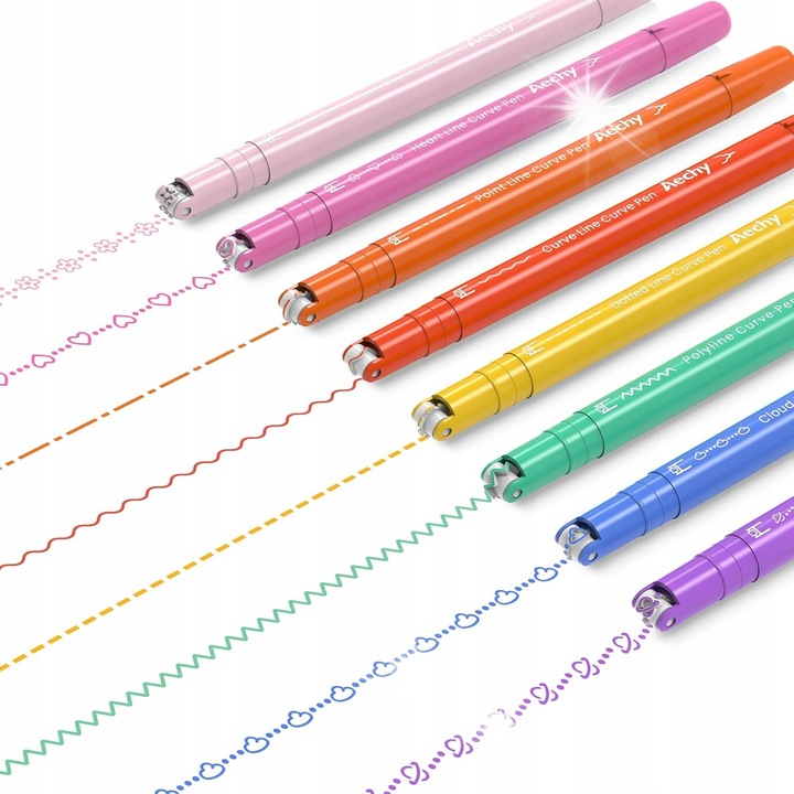 Set de 8 markere colorate, cu varf subtire si varf rotund, multicolor, pentru desen si planificare