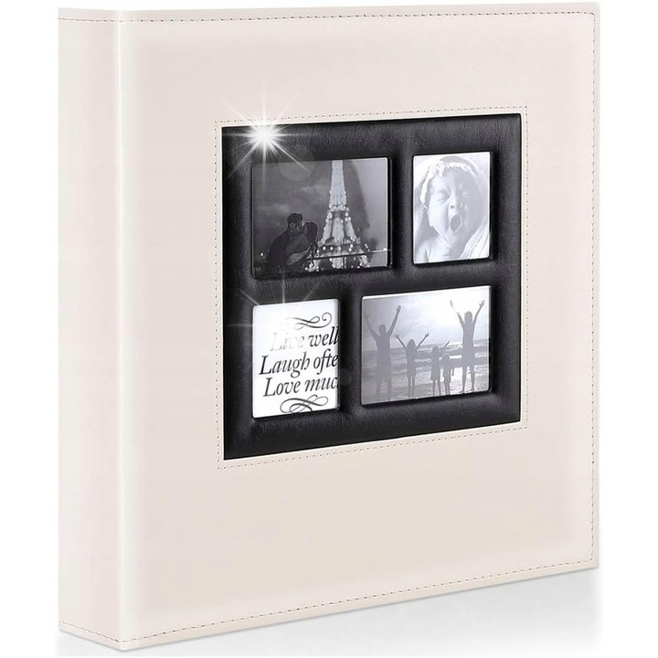Album foto, 600 poze, piele, bej, 33,5x30cm
