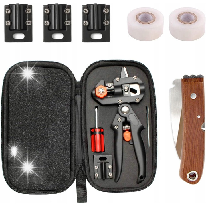 Set unelte pentru altoire, Fimghsoo, 2 in 1, 3 lame interschimbabile, inox, ABS, 5x12mm