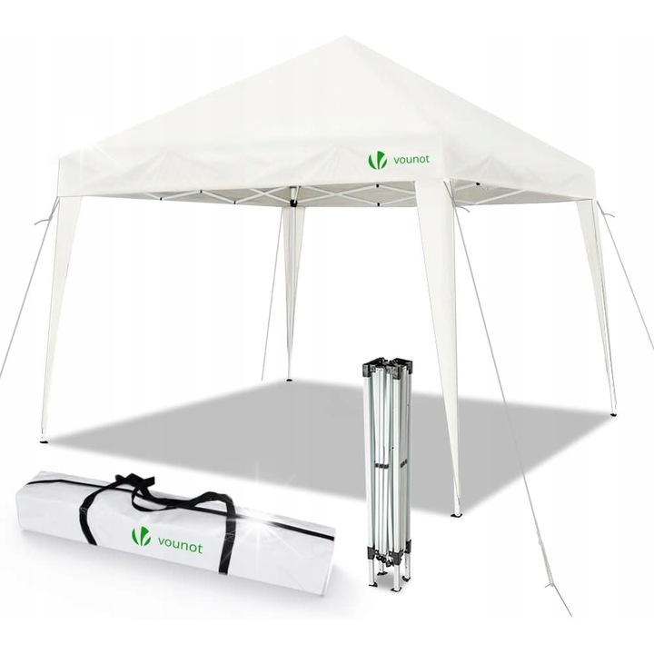 Pavilon gradina 3x3m, constructie metalica, material poliester, culoare neagra, in set cu accesorii