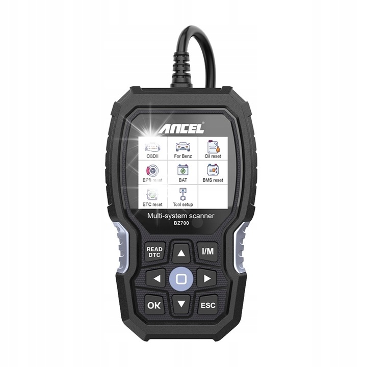 Диагностичен скенер OBD2 Ancel BZ700, 2,8" LCD, поддържа Mercedes-Benz, Sprinter, Smart, специални функции, захранване 12V