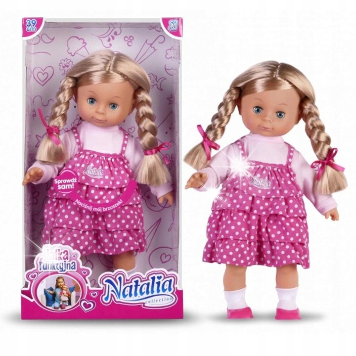 Lala interaktív Artyk 39 cm, lengyelül beszél, fonott hajjal, 3+ éves kislányoknak