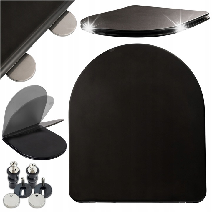 Deska Sedesowa Wolnoopadajaca Duroplast Antybakteryjna Neagra 42x36cm