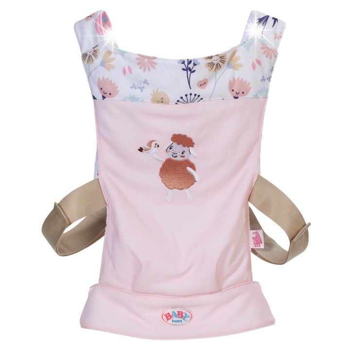 Baby Born babahordozó, 36-43 cm, állítható pántokkal, virágmintás