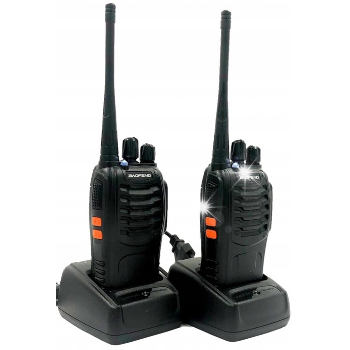 Set 2 Radiotelefon Baofeng BF-888S, 16 canale, autonomie mare, 8 km, 1500mAh, dimensiuni 115x60x33mm