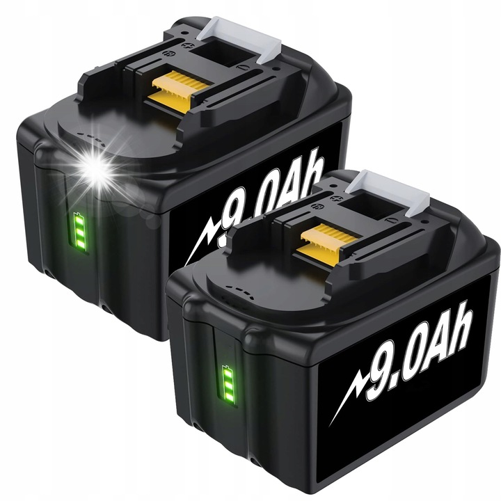 Set 2 acumulatori 18V 9Ah pentru scule electrice, compatibili BL1890 BL1860 BL1850B BL1850 BL1840B