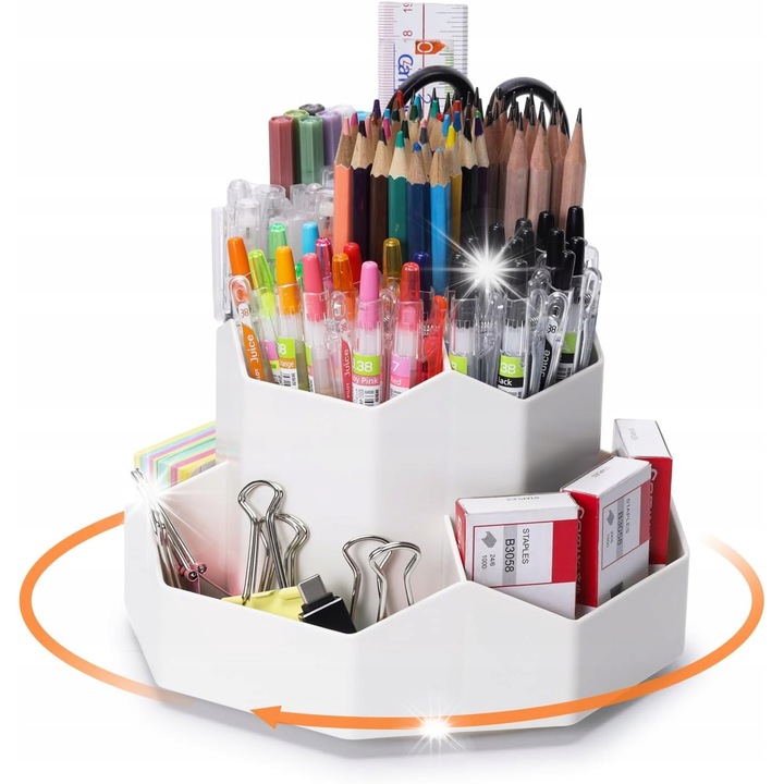 Forgó rendező 9 rekeszes, fehér, 17,8x17,8x13cm