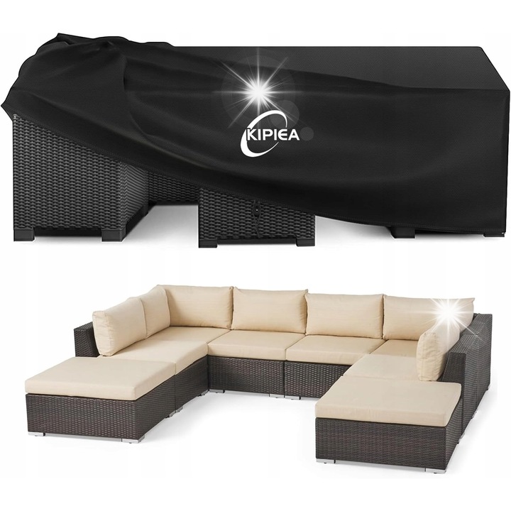 Husa pentru Mese si Scaune de Gradina, 320x320x81cm, Waterproof, Material Oxford 420D, Set cu Sac de Transport