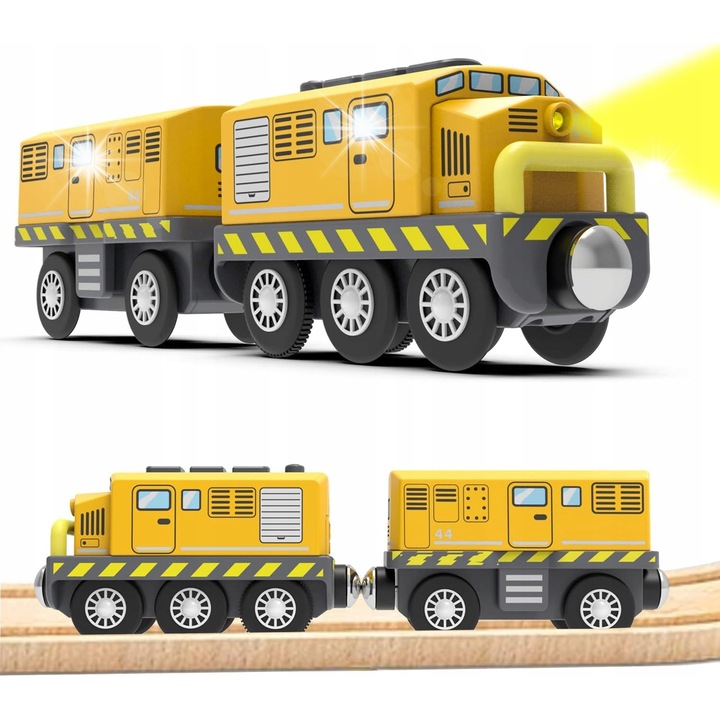 Set trenulete de jucarie, locomotiva si vagon pasager, efecte sonore si lumini, 3-8 ani