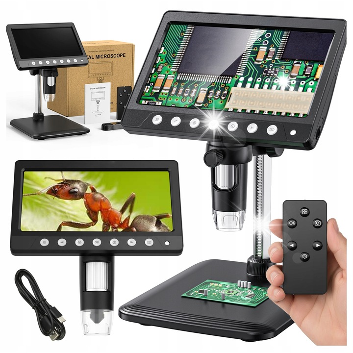 Microscop digital portabil 50-1200X, functie foto-video, cu card SD