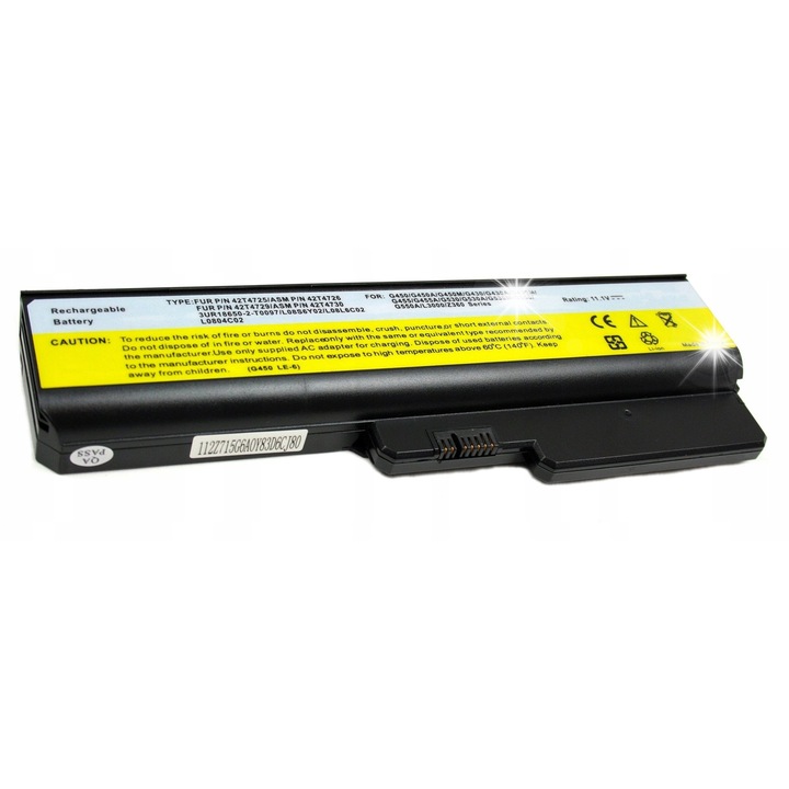 Laptop akkumulátor Lenovo G430 G450 G530 G550 G555 N500 Z360, 5200 mAh, 6 cella, fekete