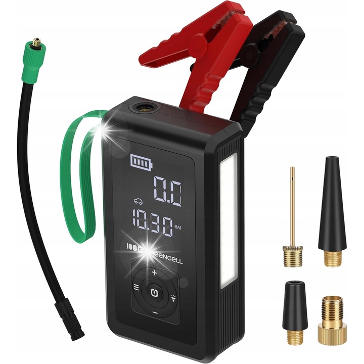 Powerbank indító 3 az 1-ben PowerBoost Air, 500A, 12V kompresszor, 8000 mAh kapacitás, fekete