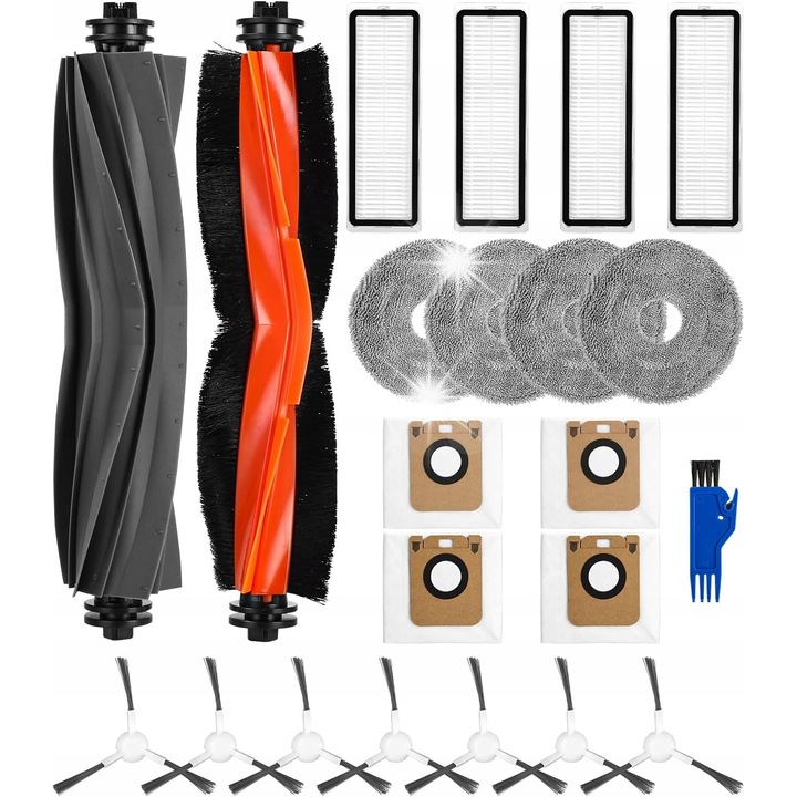 Set piese de schimb pentru robot aspirator Dreame L10s Ultra, 2 perii principale, 4 filtre HEPA, 4 mopi din microfibra, 7 perii laterale, 4 saci de praf 3 litri