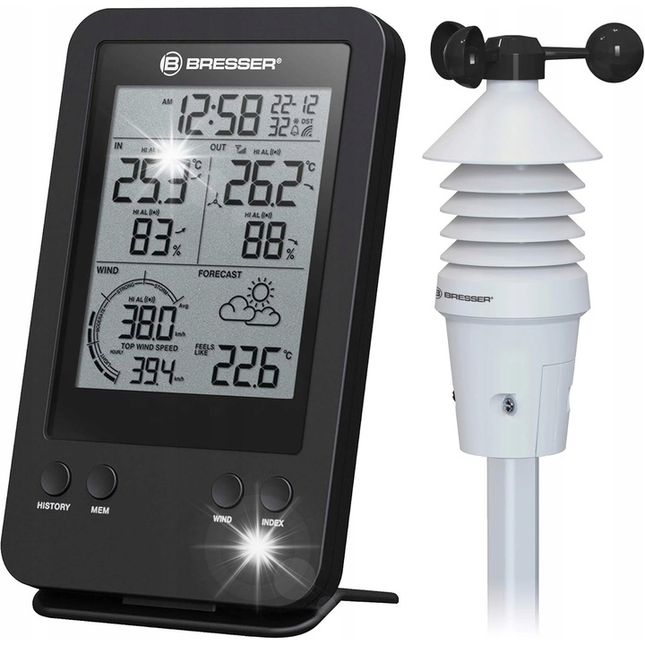 Statie meteorologica 3in1, masurare temperatura, umiditate si viteza vantului, 95x155x24mm
