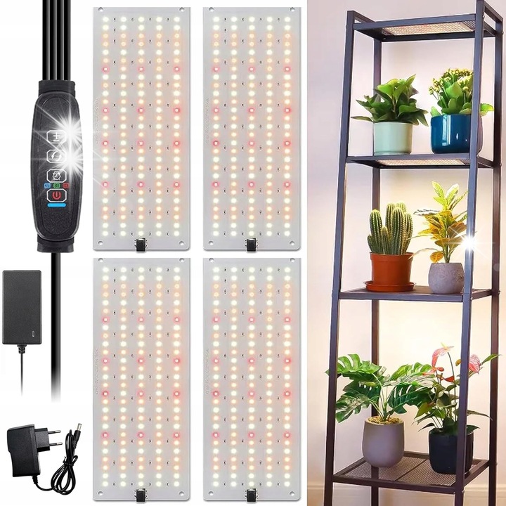 Set 4 Lampi LED pentru Cresterea Plantelor, 540 Diode, Timer Automat, Multicolor, Usor de Instalart