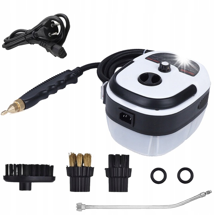 Aspirator cu aburi Bedee, 2500W, 6 viteze, 3 perii, alb, 19x15x13cm, set complet