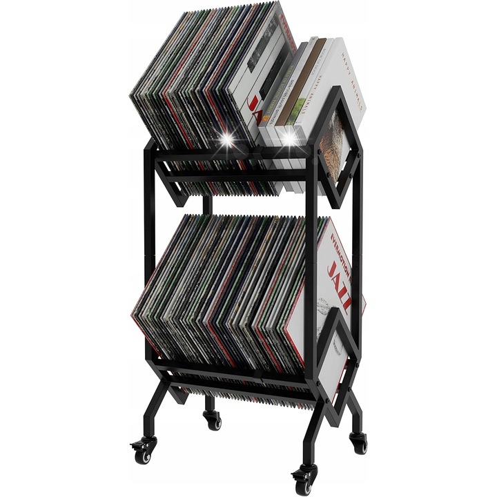 Suport retro pentru viniluri, elegant, stocare vintage, set