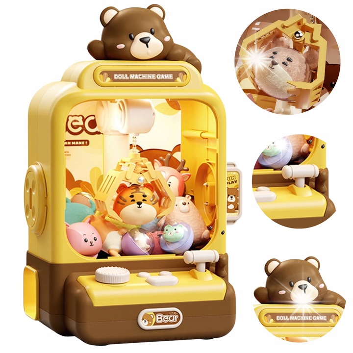 Játékautomata, Hó, 28,5x23x35,5cm, 8 golyós és 10 plüss figurás készlet