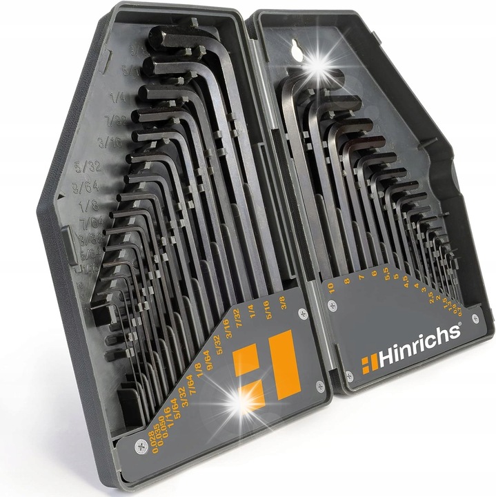 Set chei imbus 30 elemente, dimensiuni 0,7-10mm si 0,028-3/8", cutie de depozitare