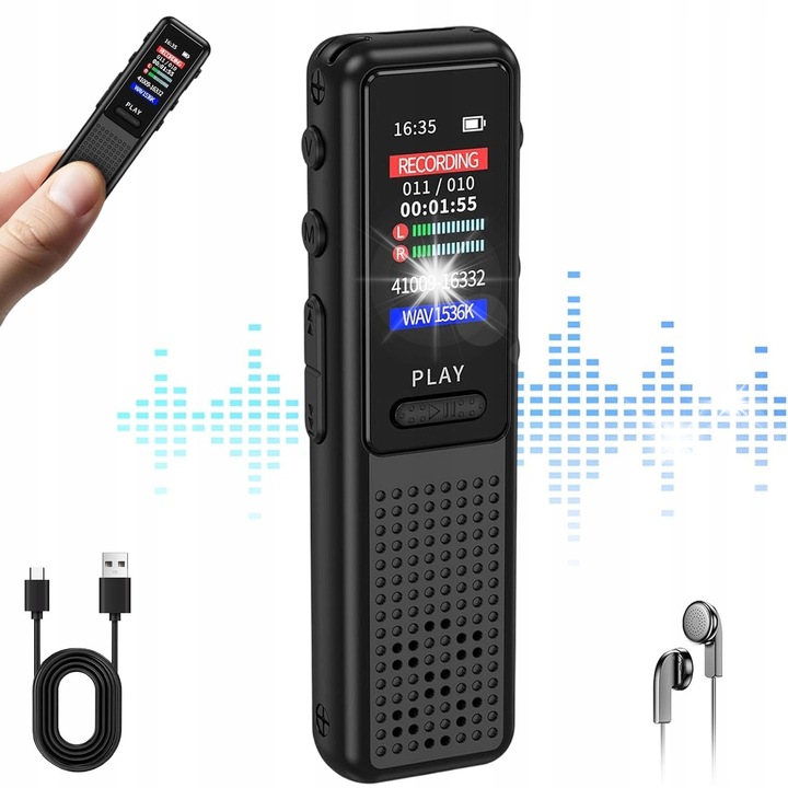 Reportofon 64GB, tehnologie reducere zgomot, baterie 30h