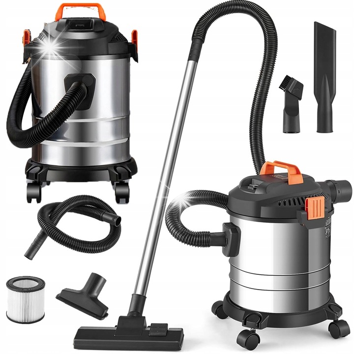 Индустриална прахосмукачка Bedee 2000W, 20л, 18kPa, за мокро и сухо почистване