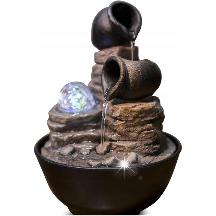 LED Декоративен фонтан, модел Verso, с цветно осветление, малки размери, за интериор